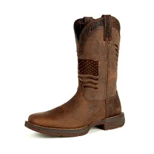 Durango Men's Brown Distressed Flag Embroidery Boots