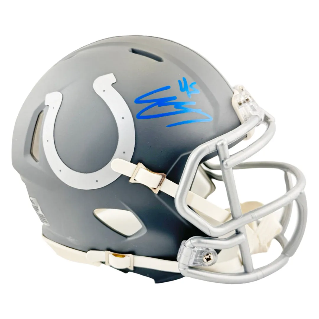 EJ Speed Signed Indianapolis Colts Slate Alternate Speed Mini Football Helmet (Beckett)