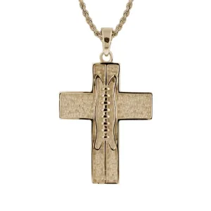 Extra Large Pigskin Football Cross  Necklace | Gold