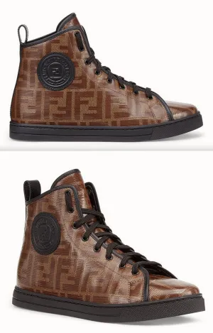 FF Logo Fabric High-Top Sneakers