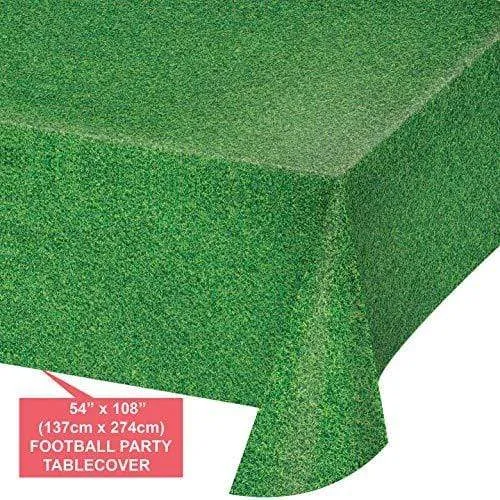 Footbal Party Supplies - Hanging Ceiling Decorations and Plastic Turf Tablecover