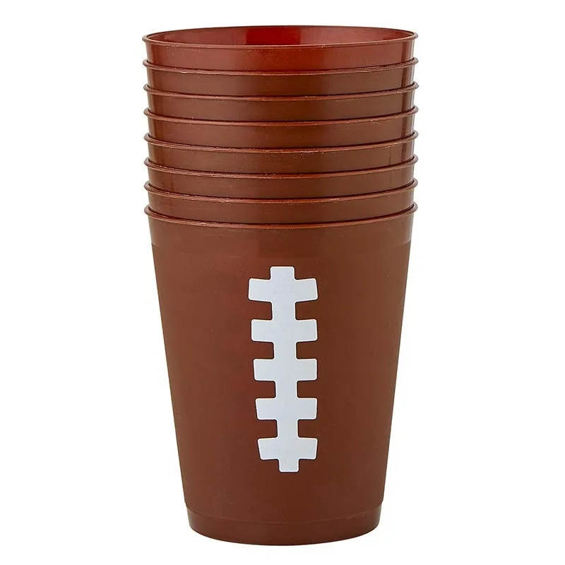 Football Cocktail Party Cups, Set of 8 Brown Football Cups, Great for Tailgating or Football Party