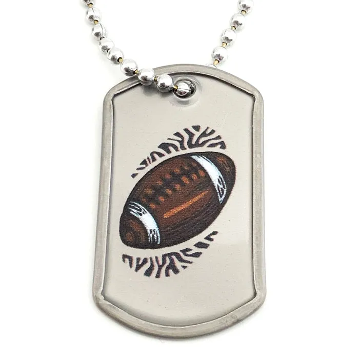 Football Mini Dog Tag Philippians 4:13 Necklace On 30 Inch Ball Chain