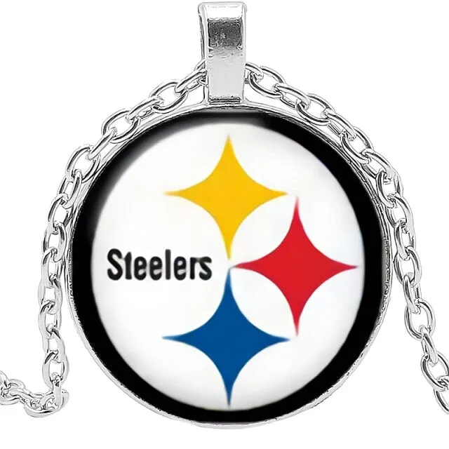 Football Spirit Necklace Gift Glass Convex Round Pendant Necklace Jewelry