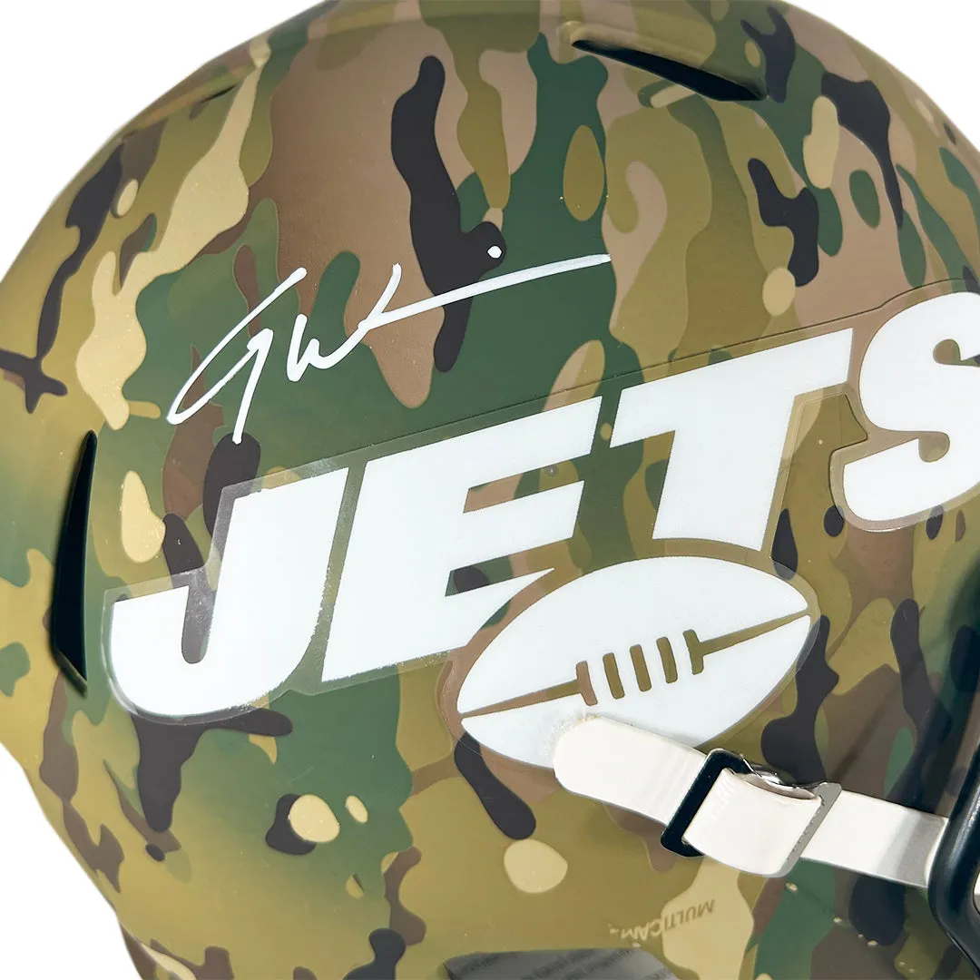 Garrett Wilson Signed New York Jets Camo Speed Full-Size Replica Football Helmet (Fanatics)