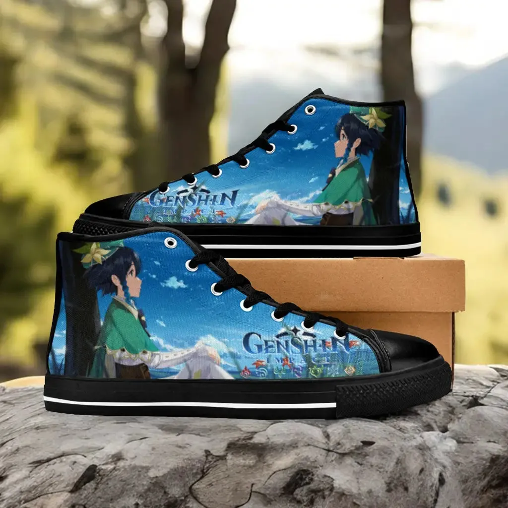 Genshin Impact Venti Shoes High Top Sneakers for Kids and Adults