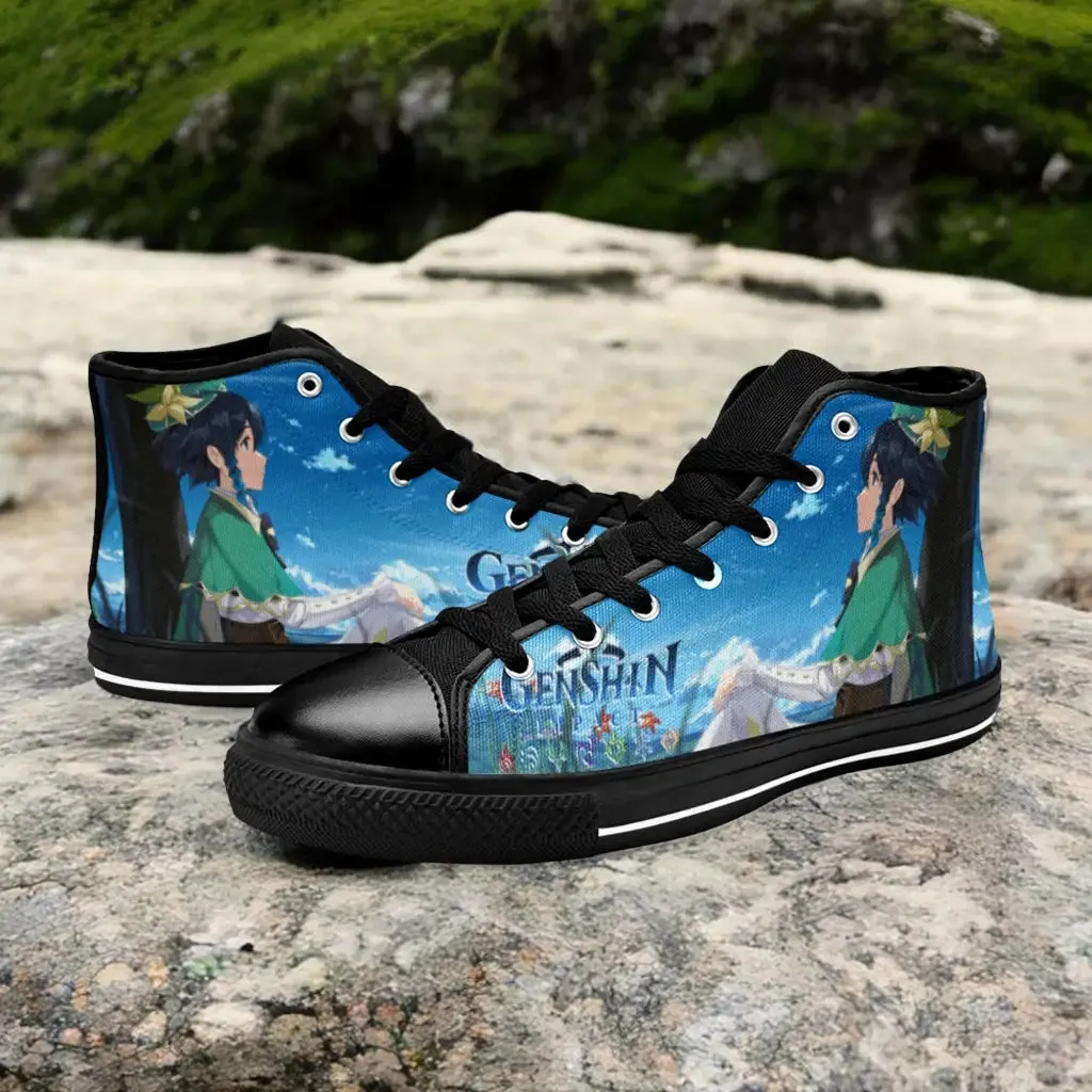 Genshin Impact Venti Shoes High Top Sneakers for Kids and Adults