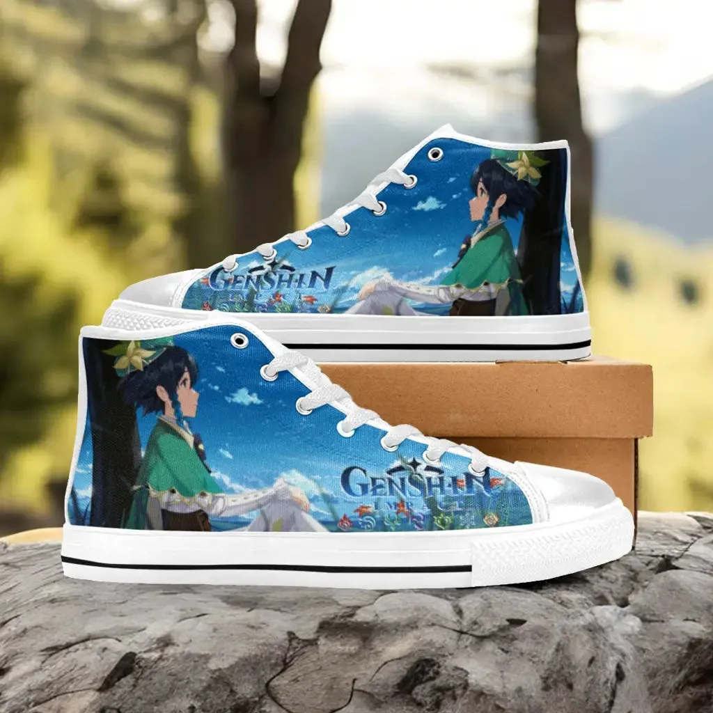 Genshin Impact Venti Shoes High Top Sneakers for Kids and Adults