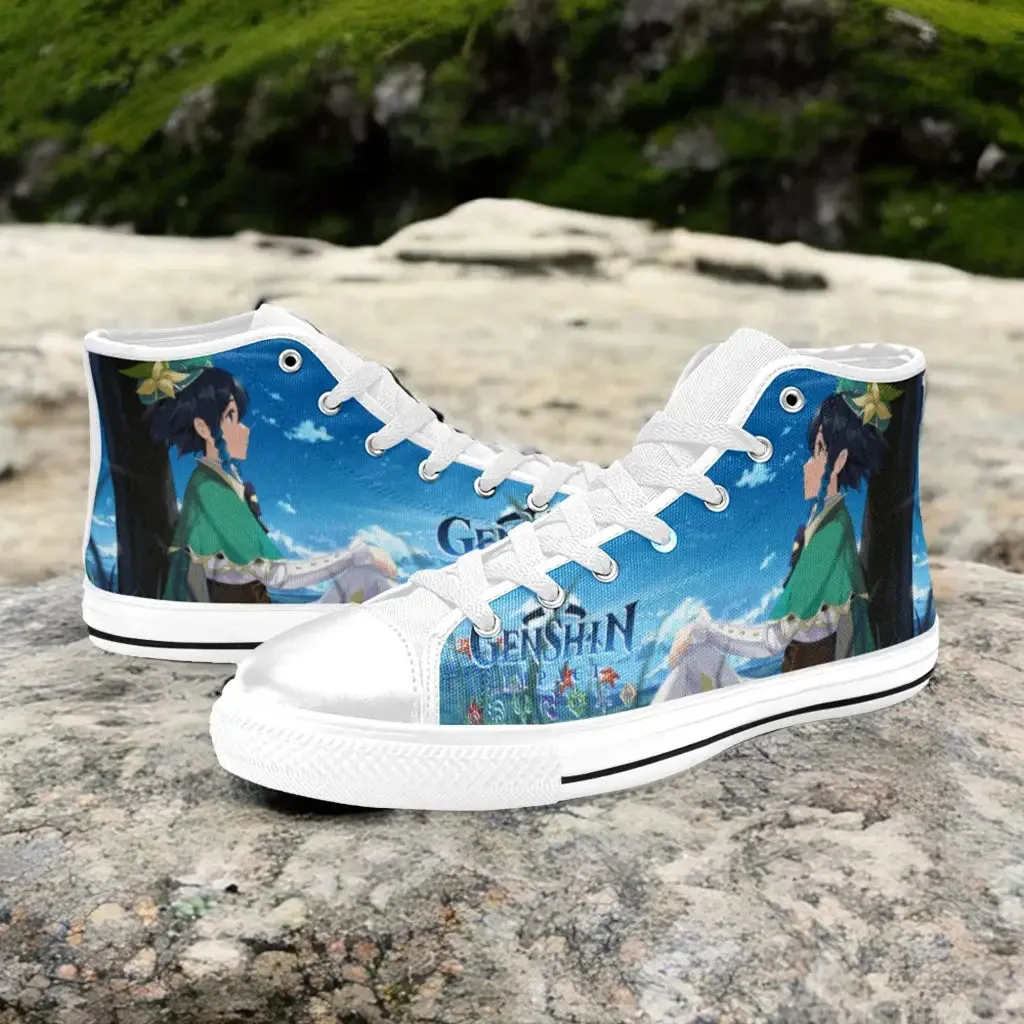 Genshin Impact Venti Shoes High Top Sneakers for Kids and Adults