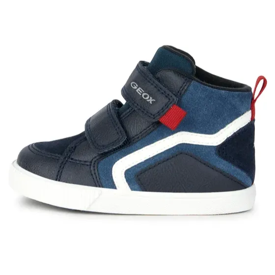 Geox scarpa sneaker alta da bambino con strappo in pelle B36A7E-022ME-C4277 Kilwi blu