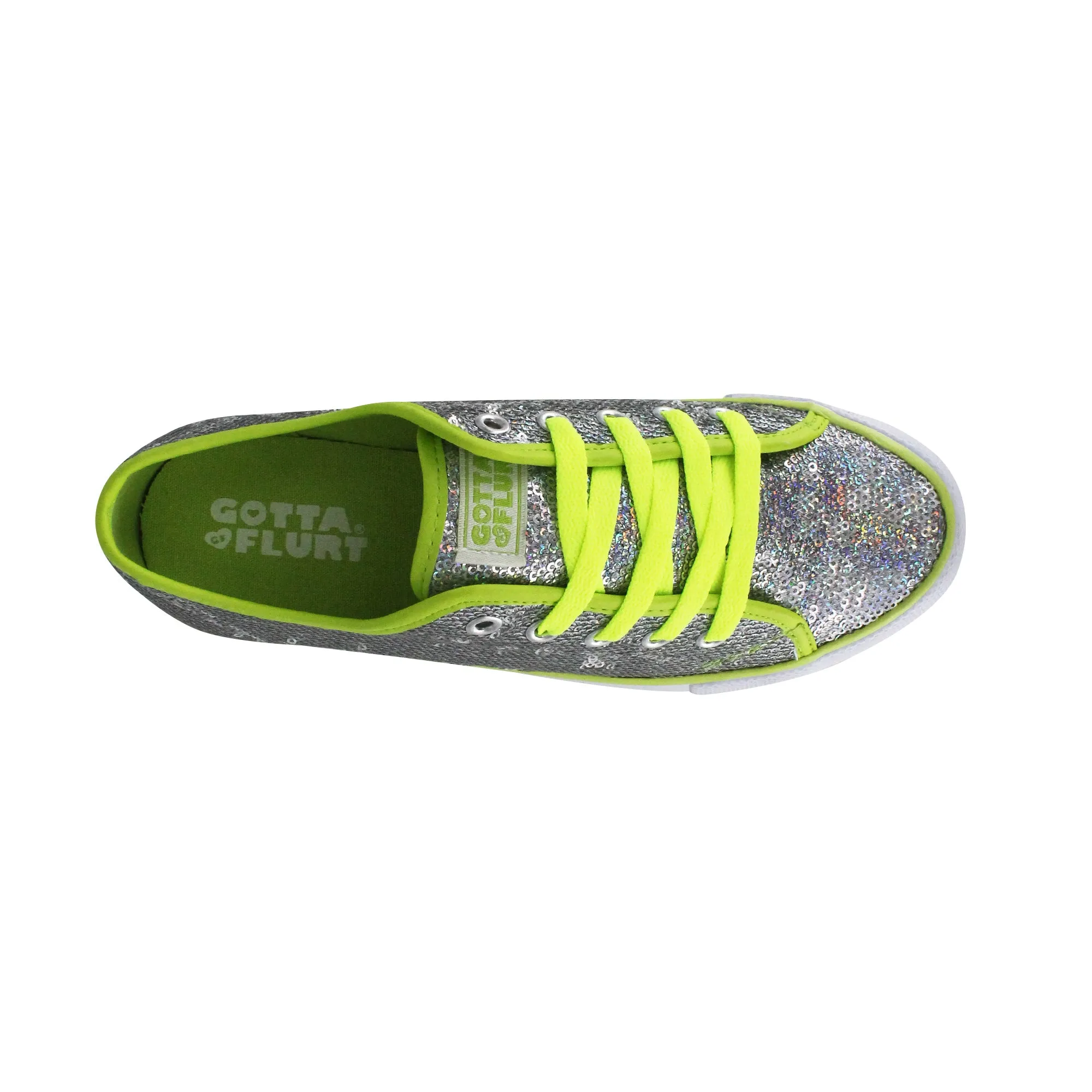 Gotta Flurt Women's Pizazz Silver/Lime Sequin Dance Sneaker