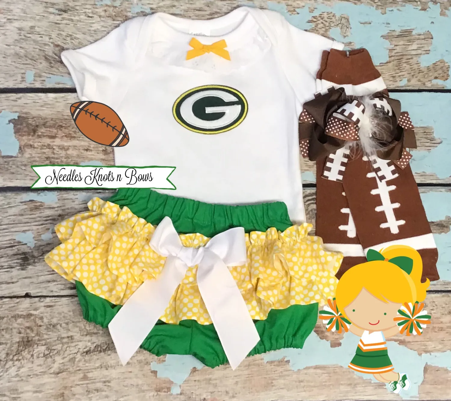 Green Bay Packers Game Day Football Outfit, Baby Girls & Toddlers