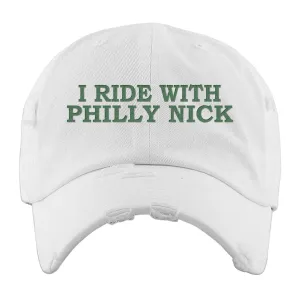 I Ride With Philly Nick White Distressed Dad Hat | Philadelphia Football