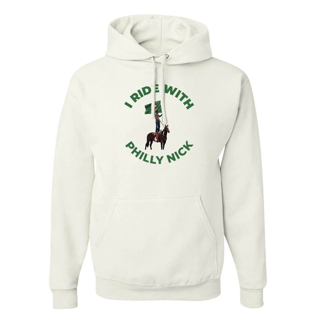 I Ride With Philly Nick White Hoodie | Philadelphia Football