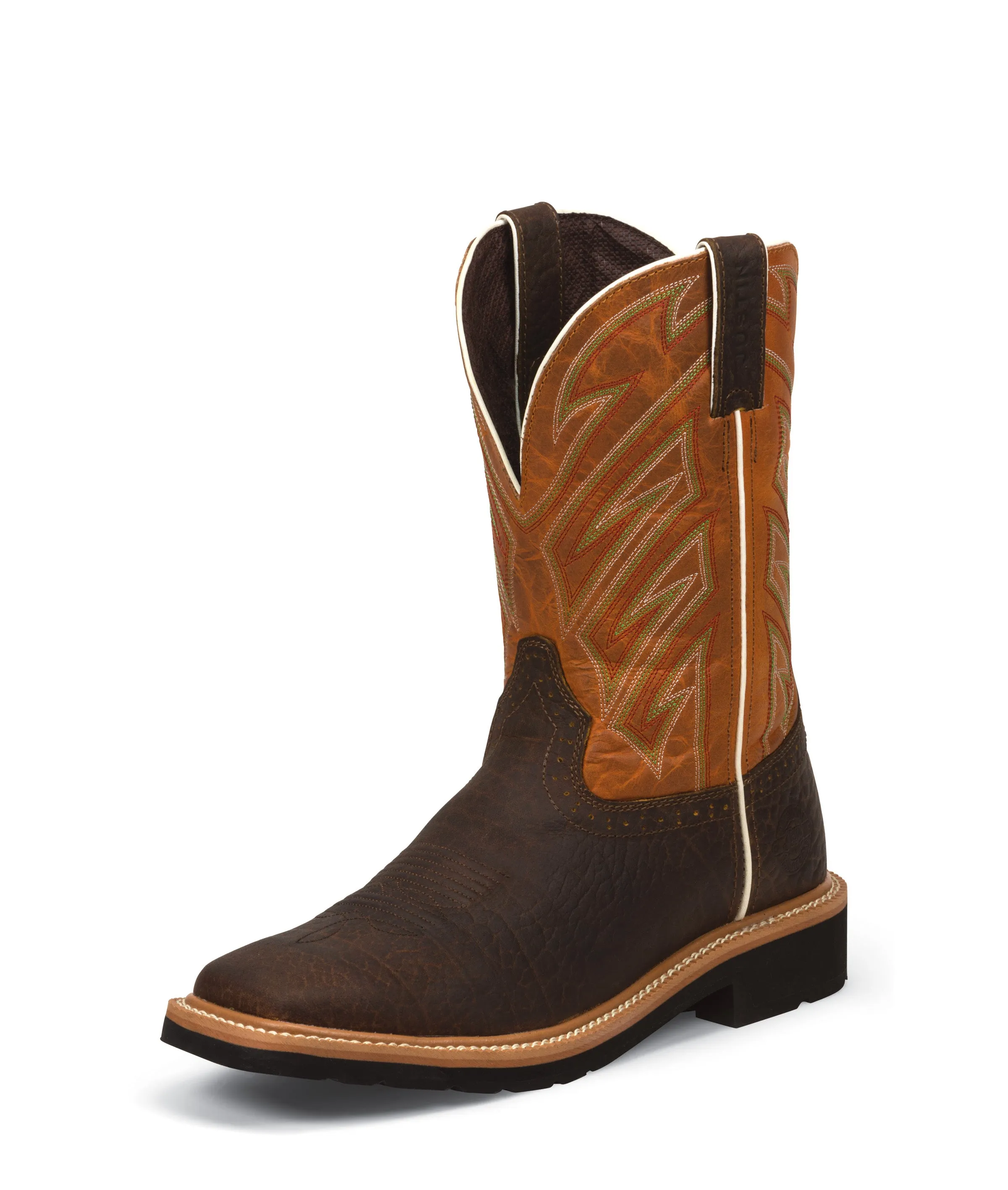 'Justin' Men's 11" Electrician Stampede - Brown / Parched Orange