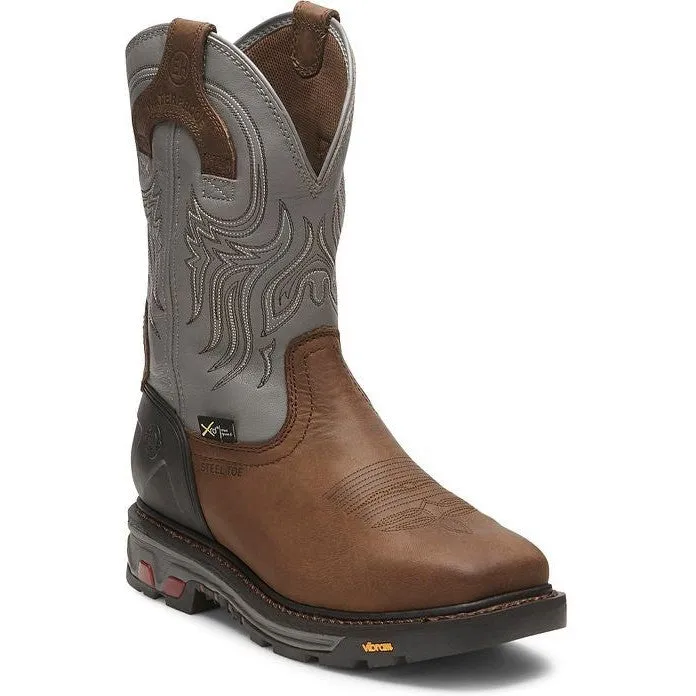 Justin Men's Tanker 11" Steel Toe Western Work Boot -Brown- WK2102