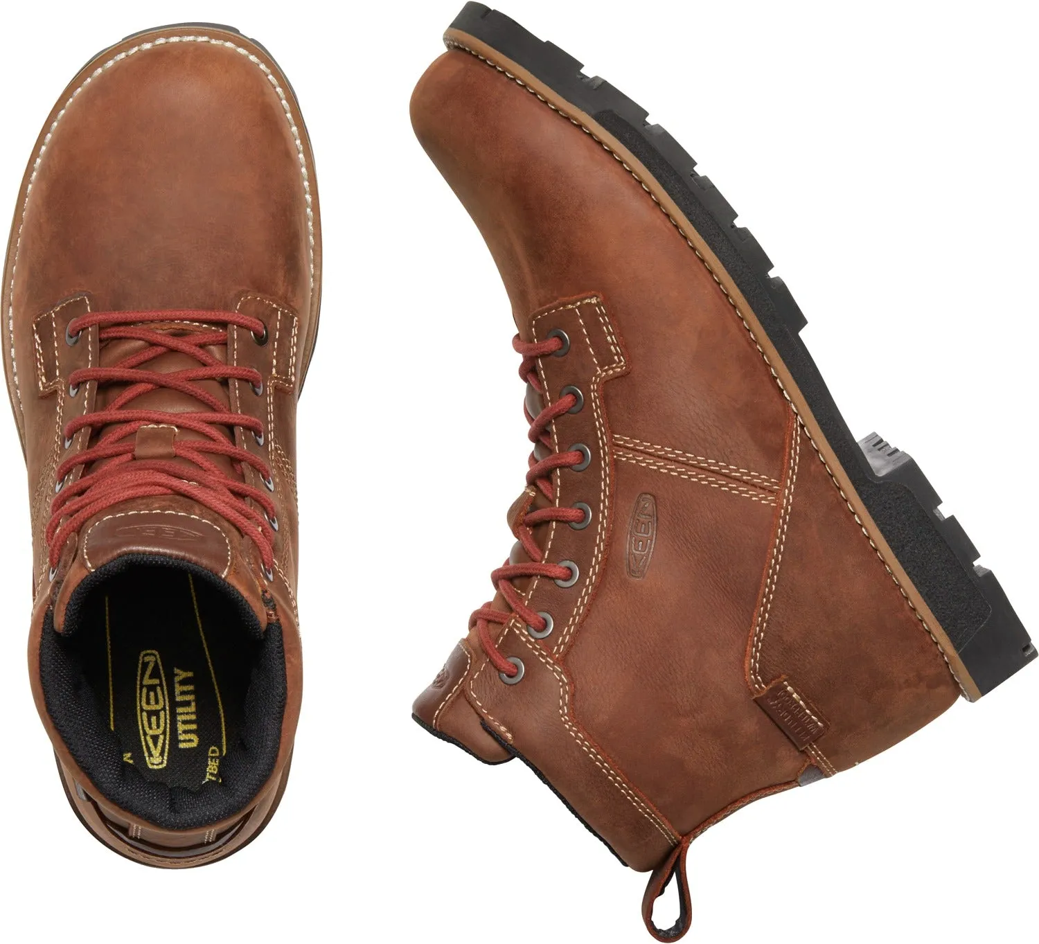 'Keen Utility' Men's 6" Seattle WP EH Aluminum Toe - Gingerbread Brown / Brick Red