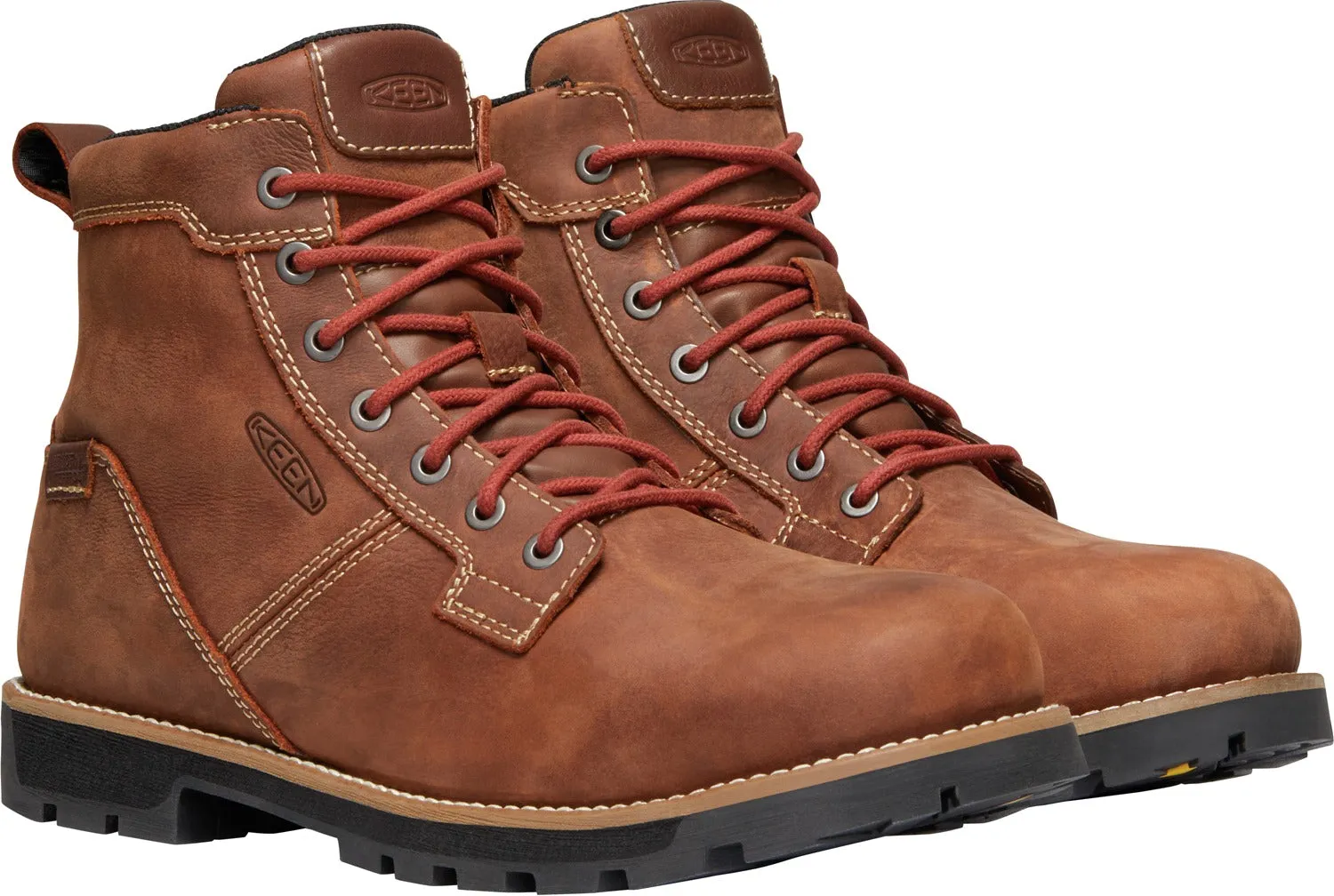 'Keen Utility' Men's 6" Seattle WP EH Aluminum Toe - Gingerbread Brown / Brick Red