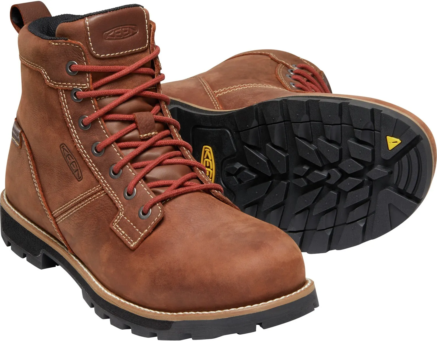 'Keen Utility' Men's 6" Seattle WP EH Aluminum Toe - Gingerbread Brown / Brick Red