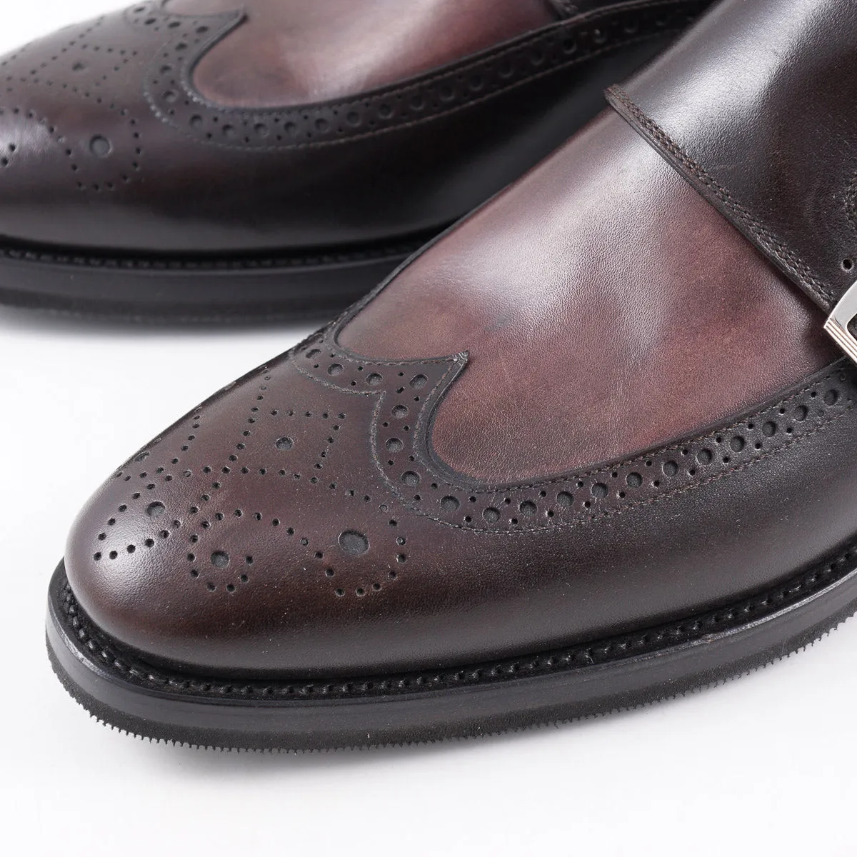 Kiton Burgundy Double Buckle Monk Strap