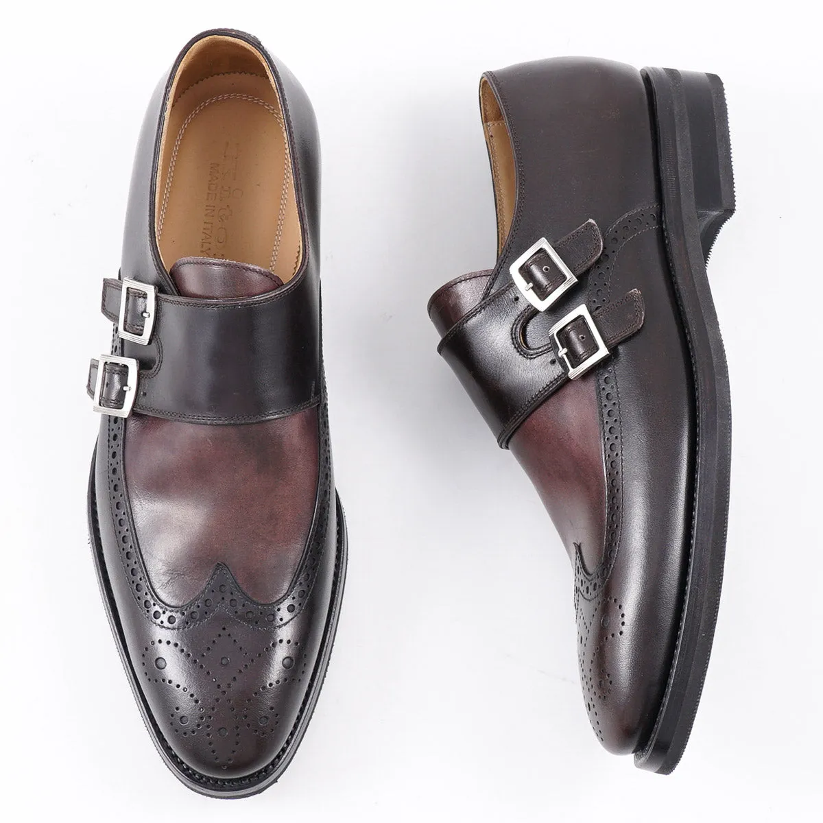 Kiton Burgundy Double Buckle Monk Strap