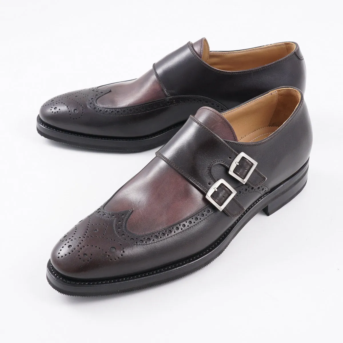 Kiton Burgundy Double Buckle Monk Strap