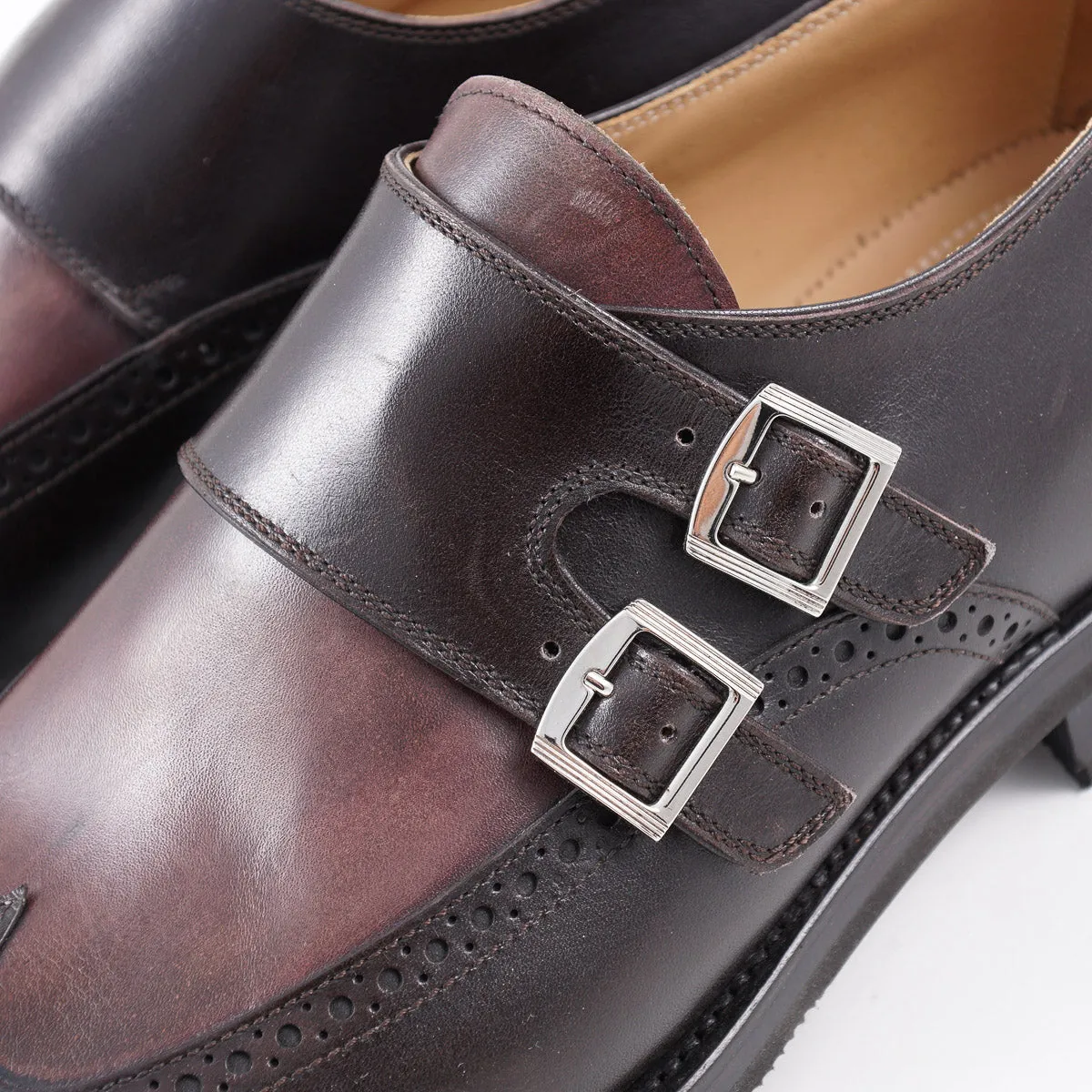 Kiton Burgundy Double Buckle Monk Strap