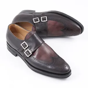 Kiton Burgundy Double Buckle Monk Strap