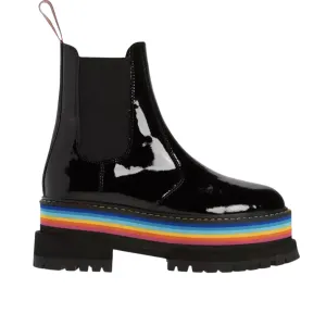 KURT GEIGER - Black Patent Rainbow Chelsea Ankle Boots