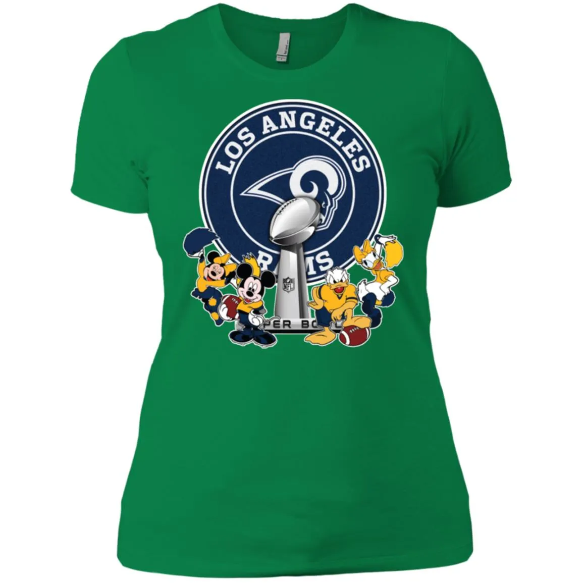 Los Angeles Rams Super Bowl 2019 Mickey Minnie Mouse Donald Daisy Duck Football Nfl Women Cotton T-Shirt