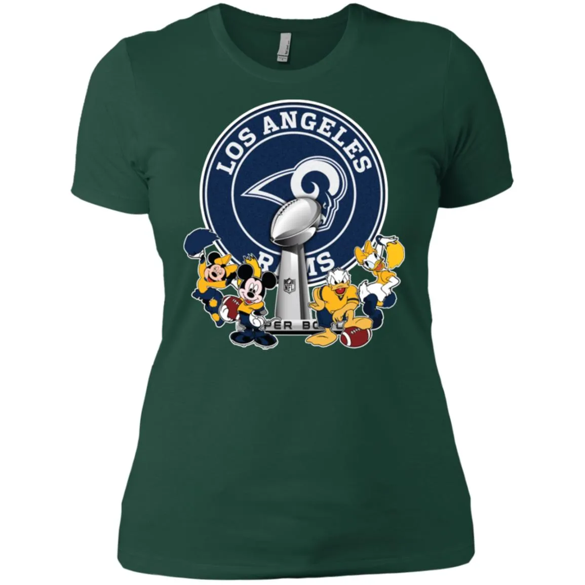 Los Angeles Rams Super Bowl 2019 Mickey Minnie Mouse Donald Daisy Duck Football Nfl Women Cotton T-Shirt