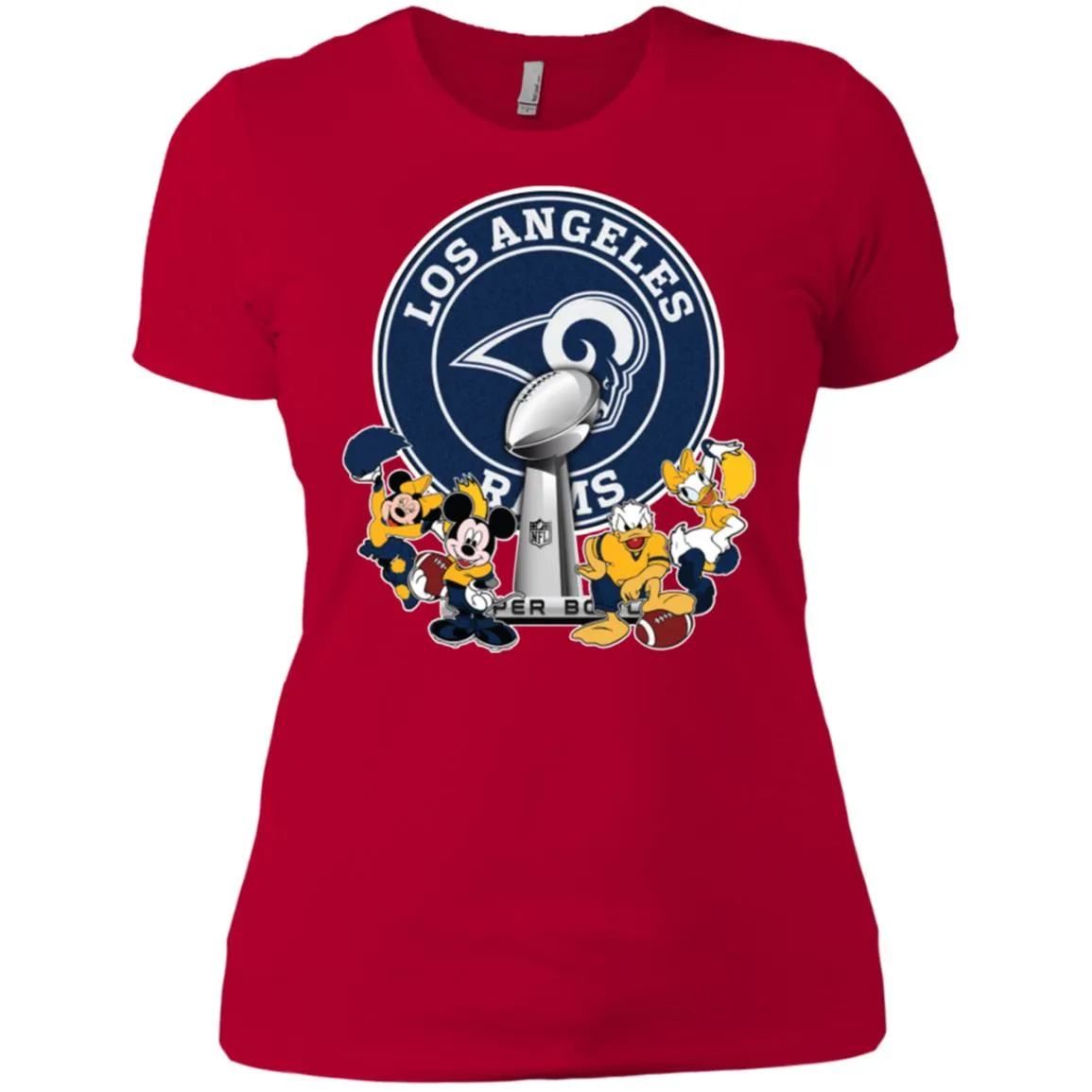 Los Angeles Rams Super Bowl 2019 Mickey Minnie Mouse Donald Daisy Duck Football Nfl Women Cotton T-Shirt