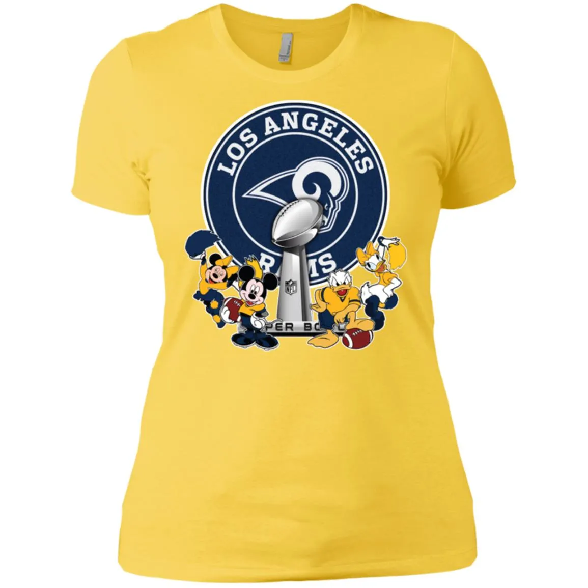 Los Angeles Rams Super Bowl 2019 Mickey Minnie Mouse Donald Daisy Duck Football Nfl Women Cotton T-Shirt