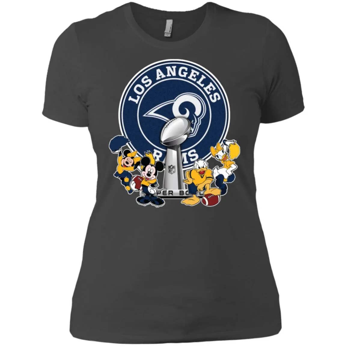 Los Angeles Rams Super Bowl 2019 Mickey Minnie Mouse Donald Daisy Duck Football Nfl Women Cotton T-Shirt