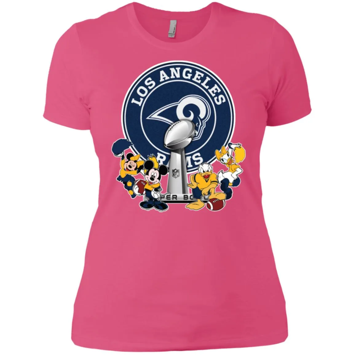 Los Angeles Rams Super Bowl 2019 Mickey Minnie Mouse Donald Daisy Duck Football Nfl Women Cotton T-Shirt