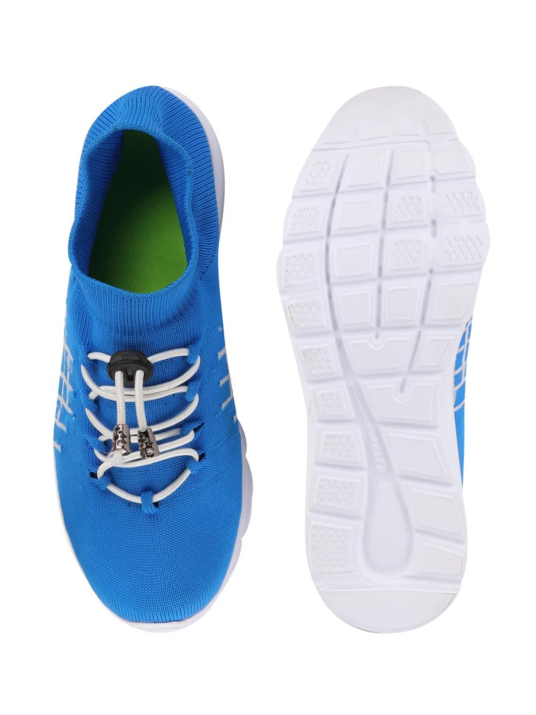 Men Sky Blue Sports Lace-Up Walking Shoes