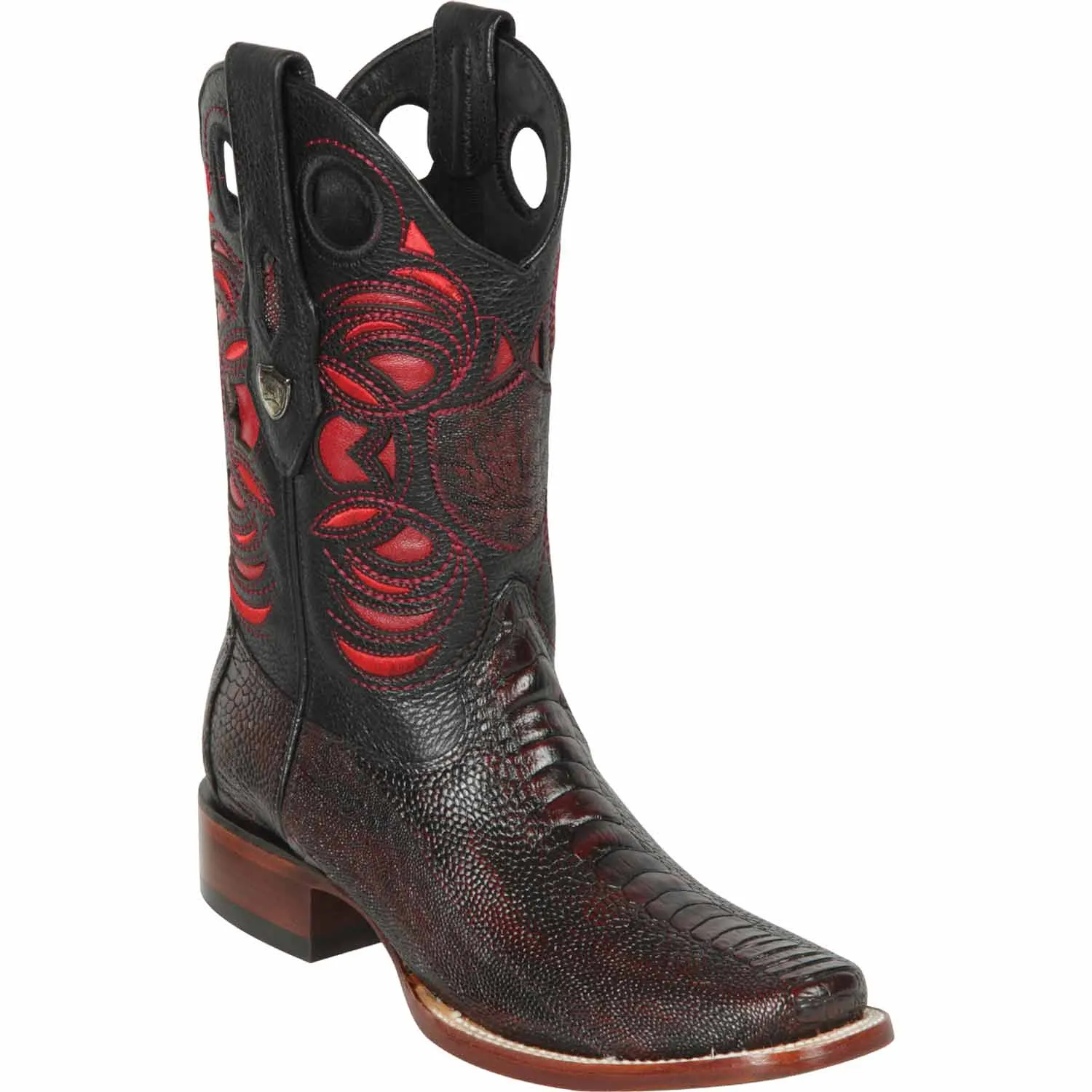 Men's Wild West Ostrich Leg Skin Rodeo Toe Boot 28180518