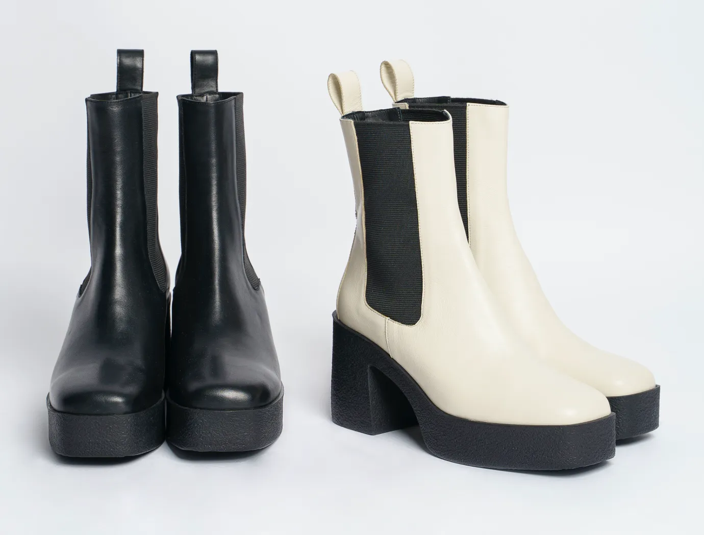 Momo Off White Leather Chelsea Boots