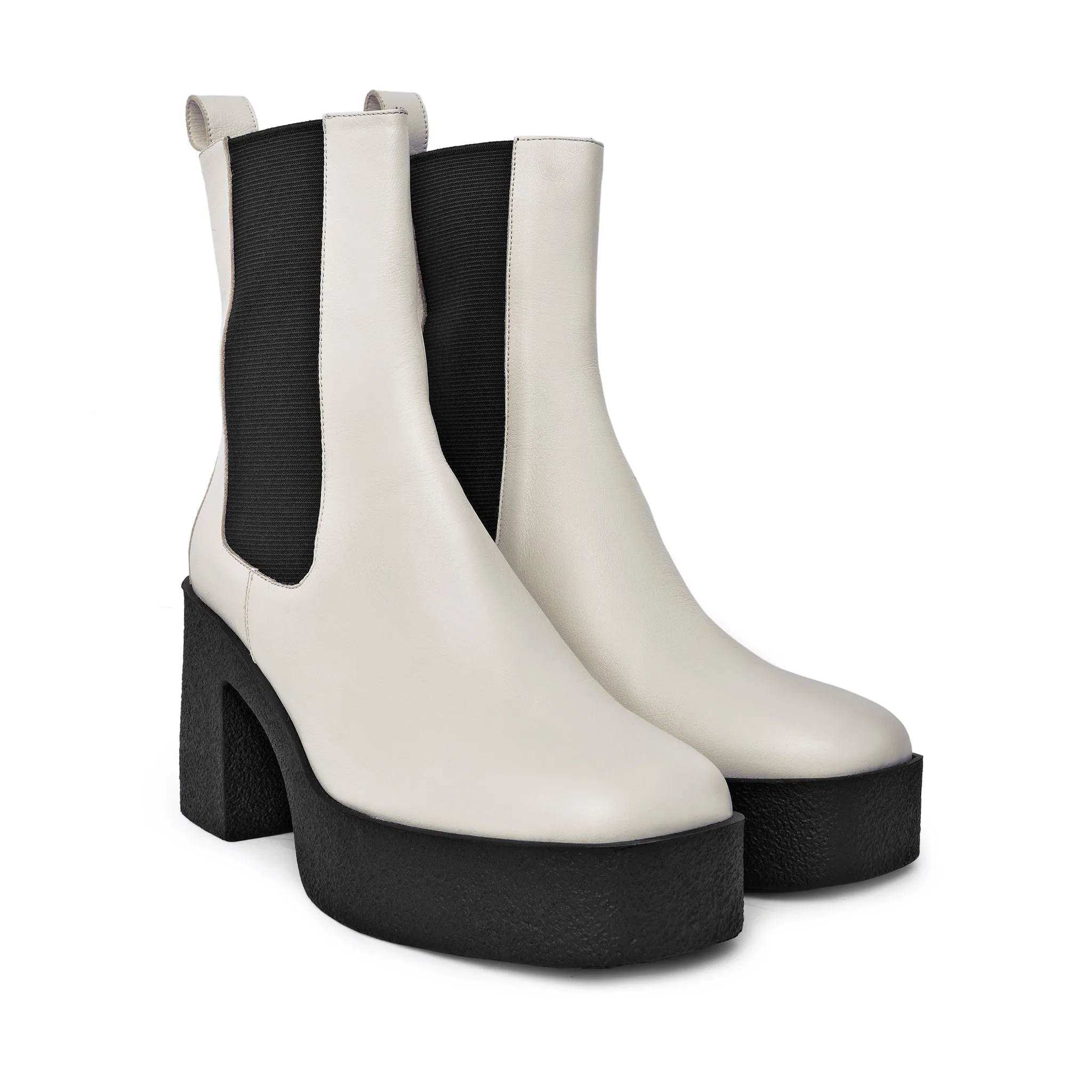 Momo Off White Leather Chelsea Boots