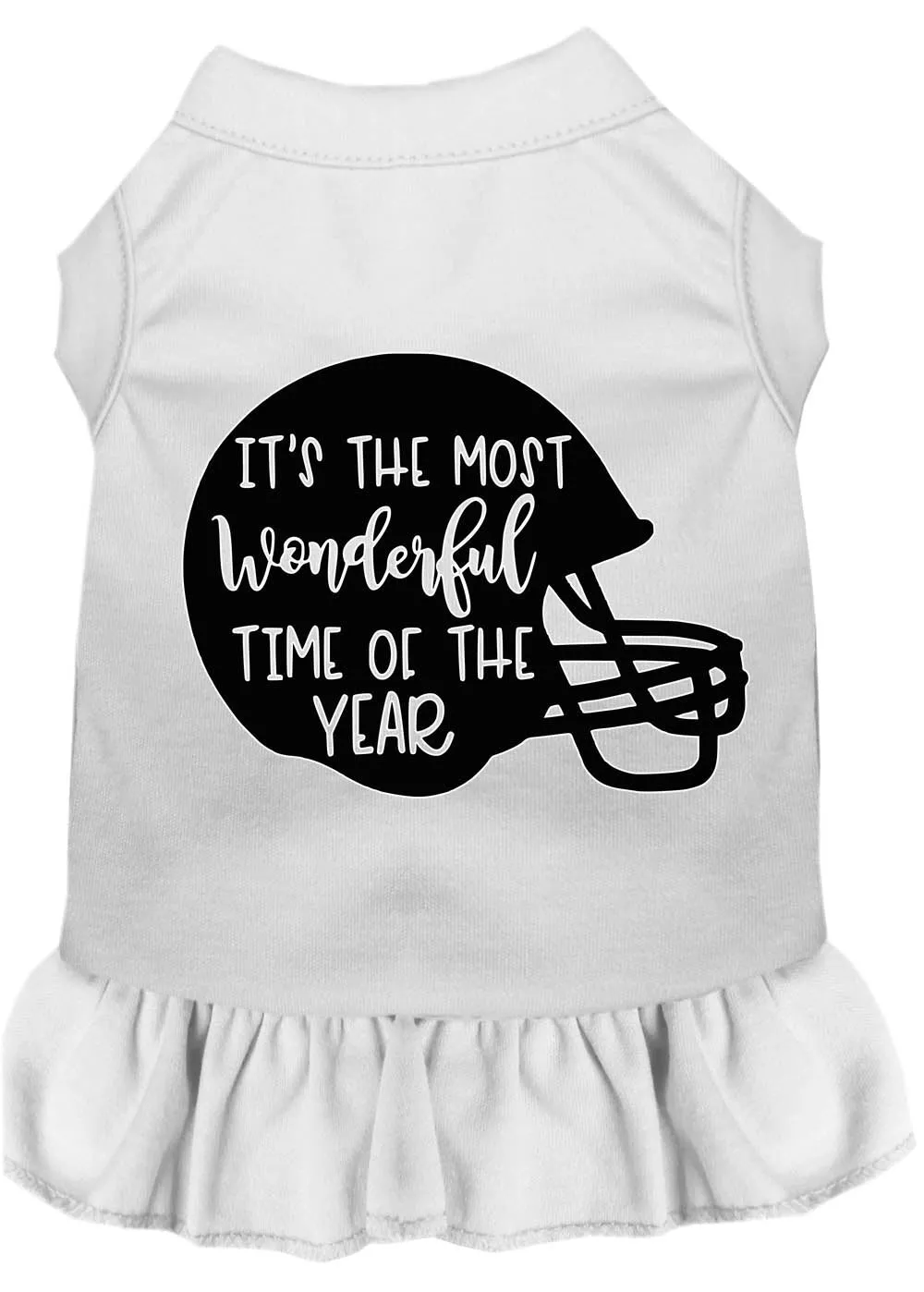 Most Wonderful Time Of The Year (football) Screen Print Dog Dress White Med