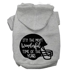 Most Wonderful Time Of The Year (football) Screen Print Dog Hoodie Grey Xxl