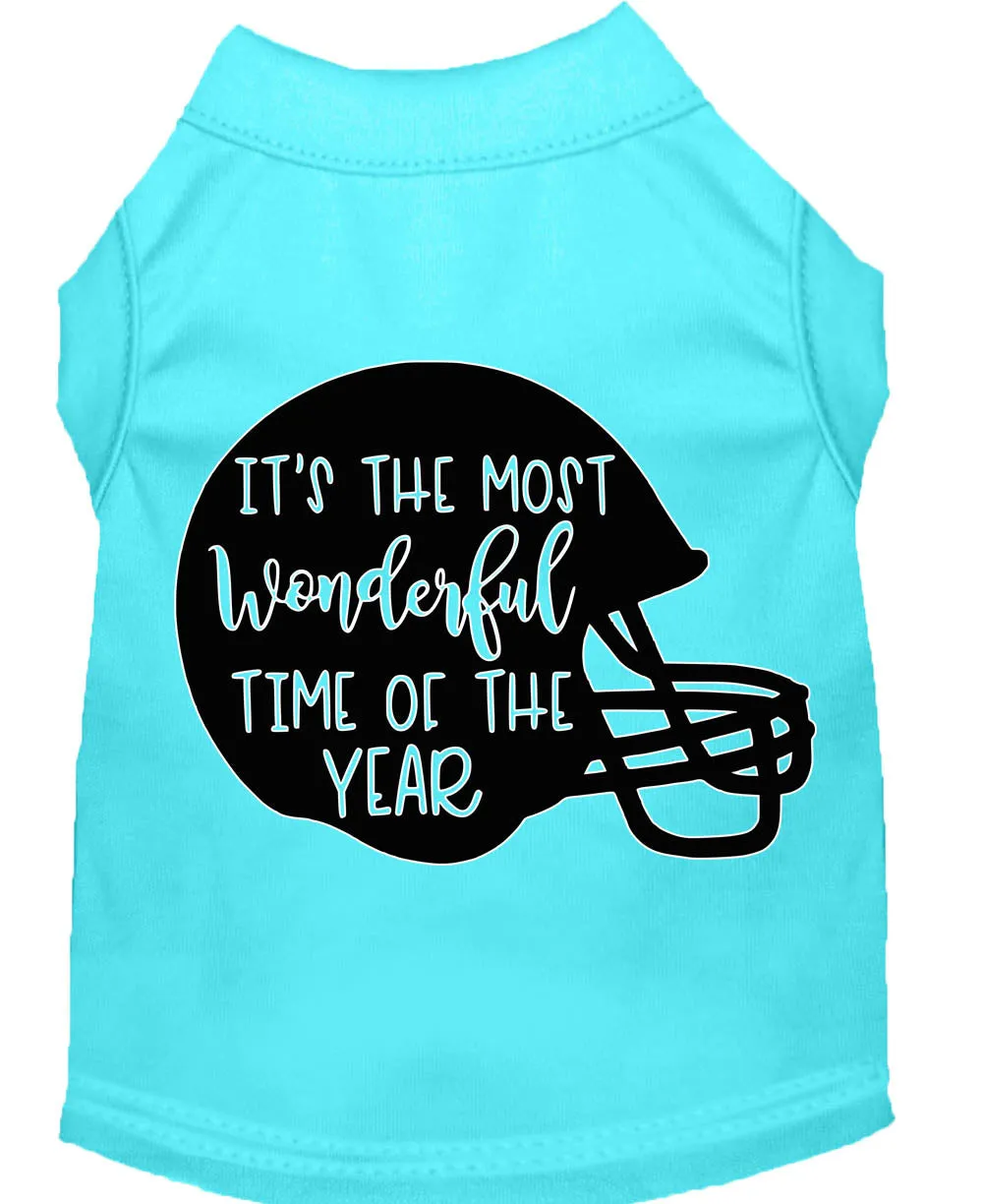 Most Wonderful Time Of The Year (football) Screen Print Dog Shirt Aqua Xxl