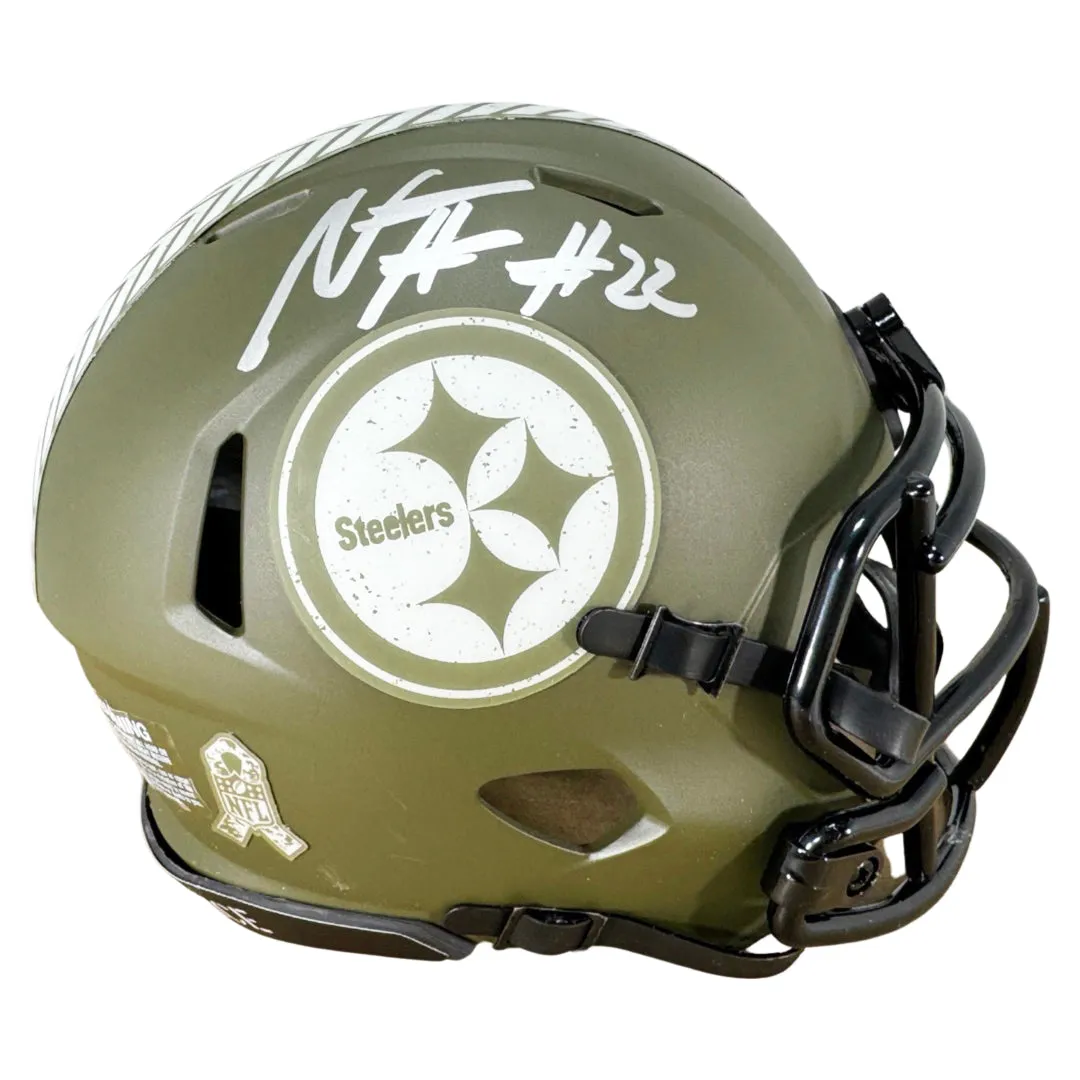 Najee Harris Signed Pittsburgh Steelers Salute to Service Mini Football Helmet (JSA)