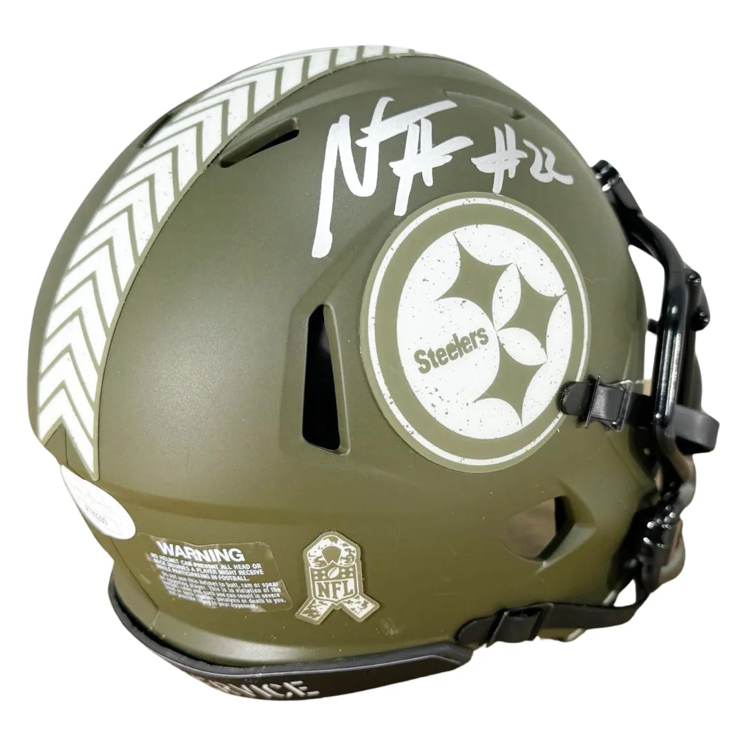 Najee Harris Signed Pittsburgh Steelers Salute to Service Mini Football Helmet (JSA)