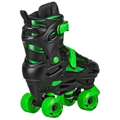 New - Roller Derby Green Wire Kids' Inline-Quad Combo Skates - Black/Green (2-12)