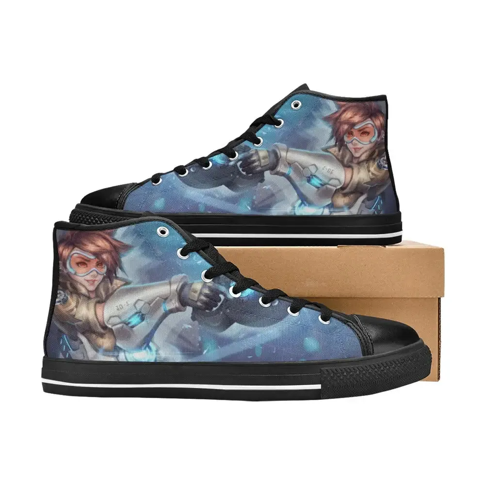 Overwatch Shoes , Overwatch Tracer Shoes High Top Sneakers for Kids and Adults