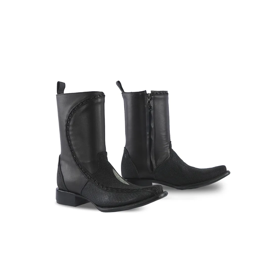 Platino Texas Country Exotic Boot Manta Python Black