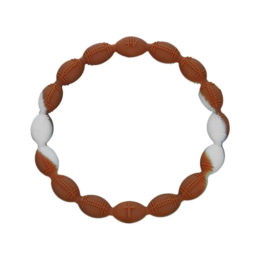 Power Band Football Bracelet | Burnt Orange & White