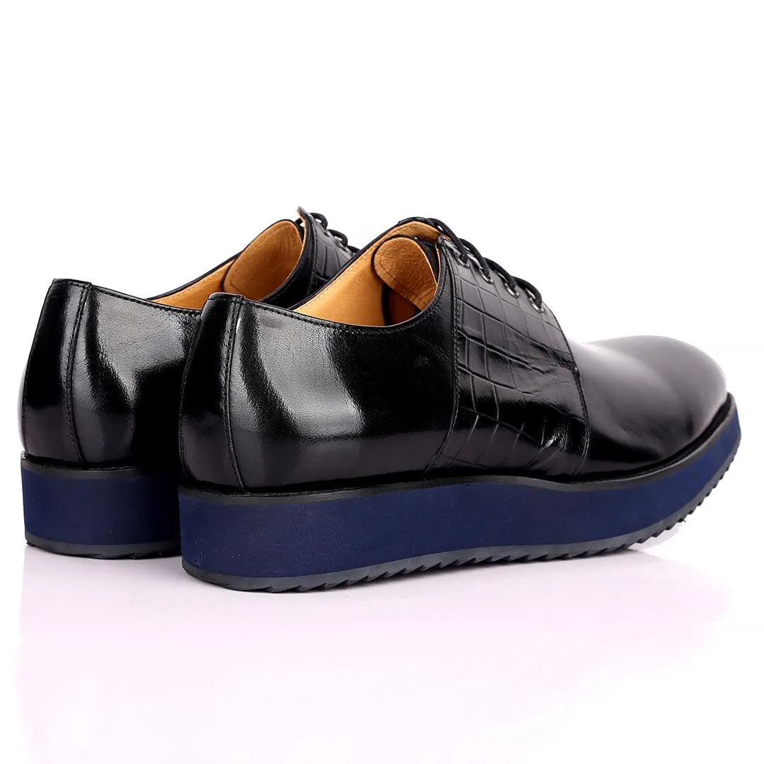 Prad Exquisite Lace Up Designed Black Leather Shoe