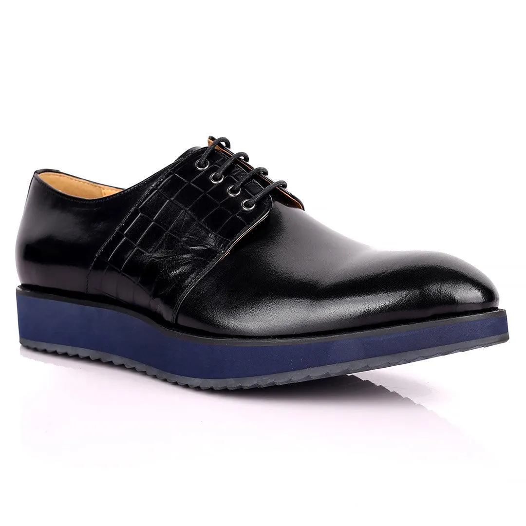 Prad Exquisite Lace Up Designed Black Leather Shoe